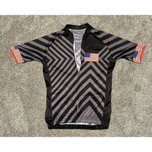 Global Cycling Gear USA V13 Black Men's Cycling Jersey 3 Rear Pockets Large